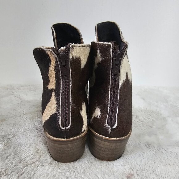 Myra Brown Off White Leather Cow Hide Western Bootie Boho 9 - Picture 4 of 13